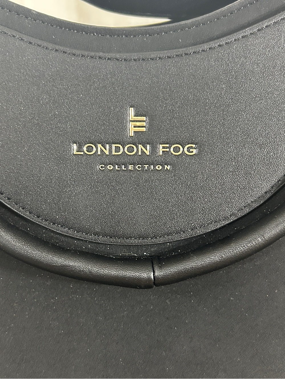 London Fog Black Round-Handle Tote with Gold Logo